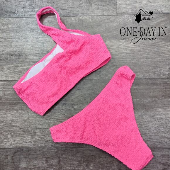 Aleumdr Textured One Shoulder Bikini Swimsuit Size S - Picture 4 of 4